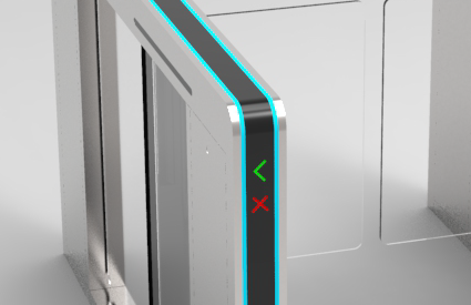 Detalhe dos LEDS para indicação de acessos ao torniquete Smart Gate CPS716